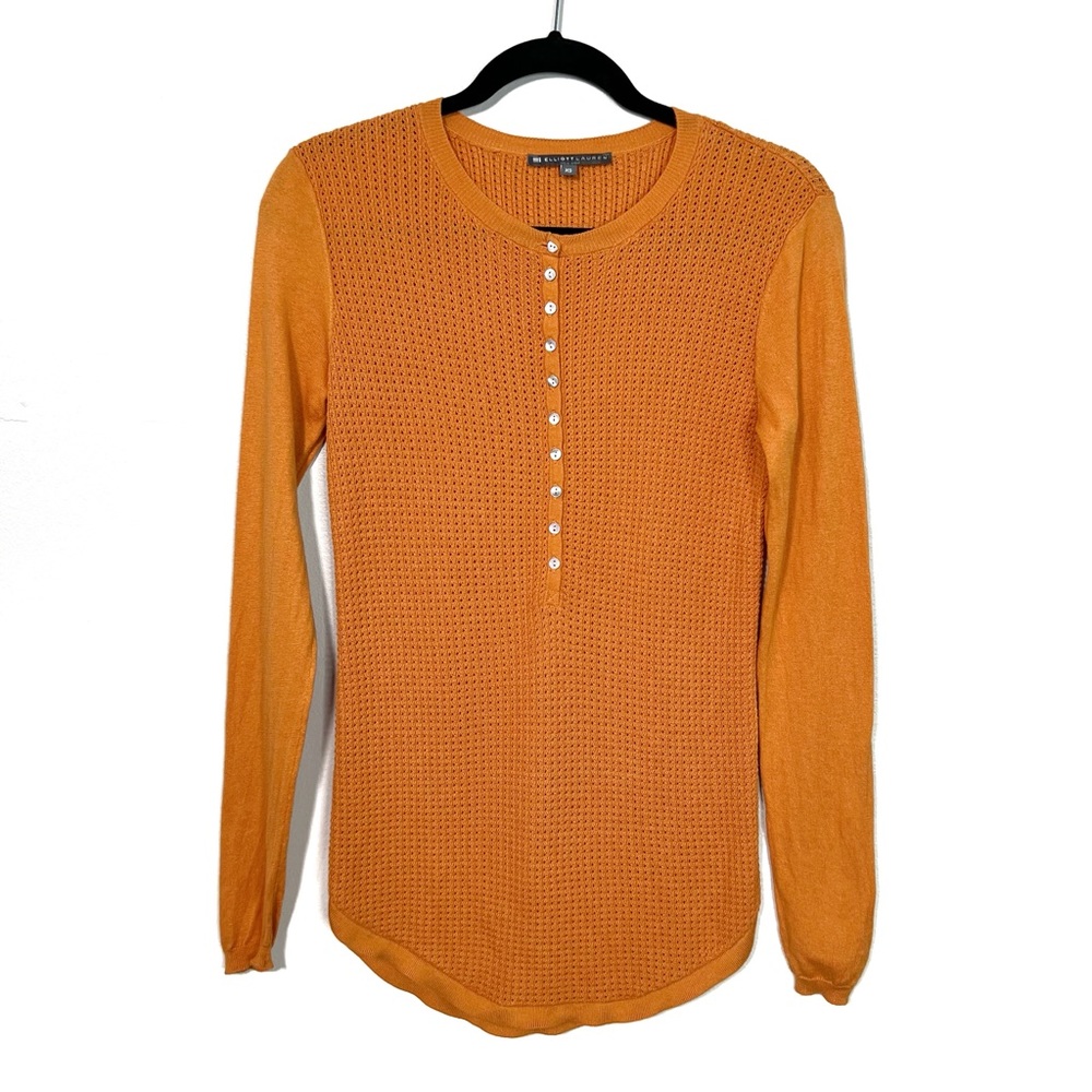 ELLIOTT LAUREN Button Front Sweater Knit Top size XS